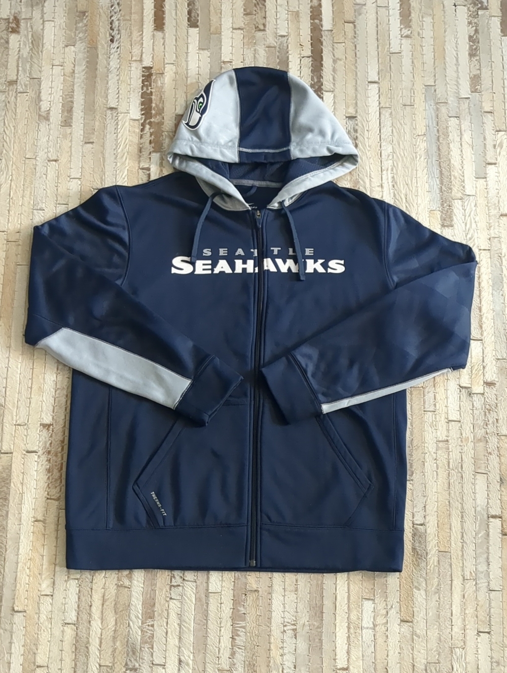 Nike Therma-FIT Seattle Seahawks Full Zip Hoodie Jacket Navy Blue Men's Size L